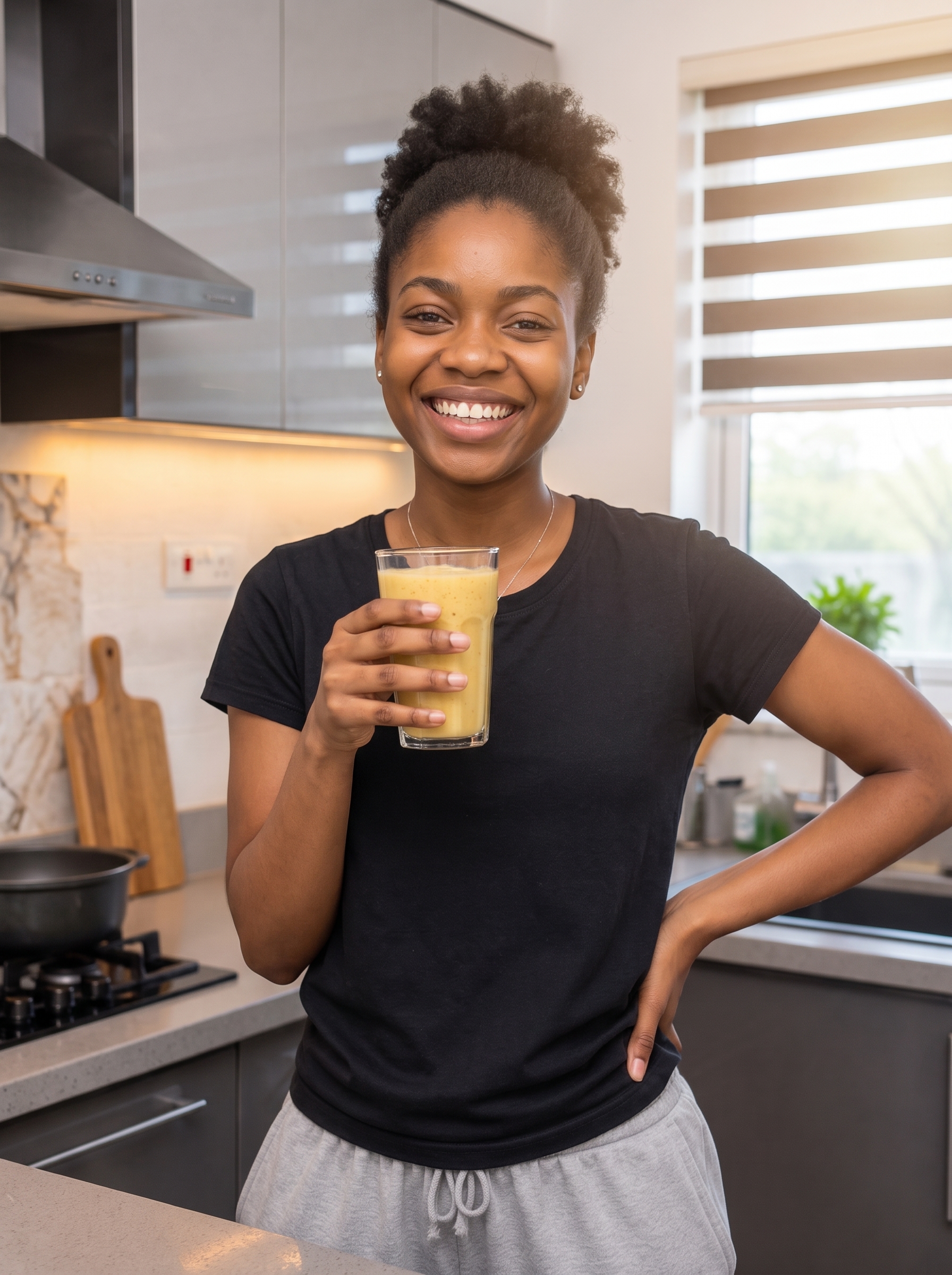 Someone drinking a homemade protein smoothie